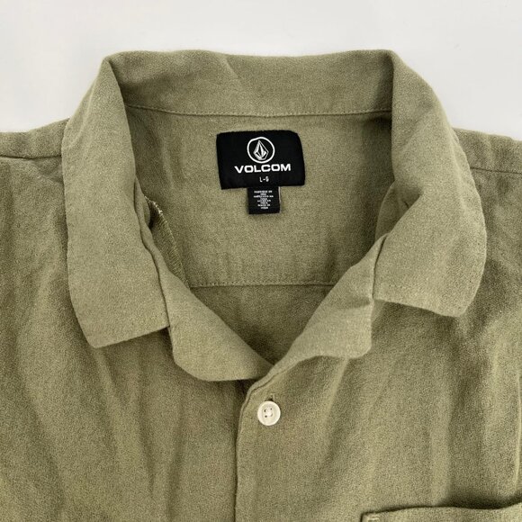 Volcom Green Short Sleeve Button-Up Shirt | Size L - Picture 6 of 6